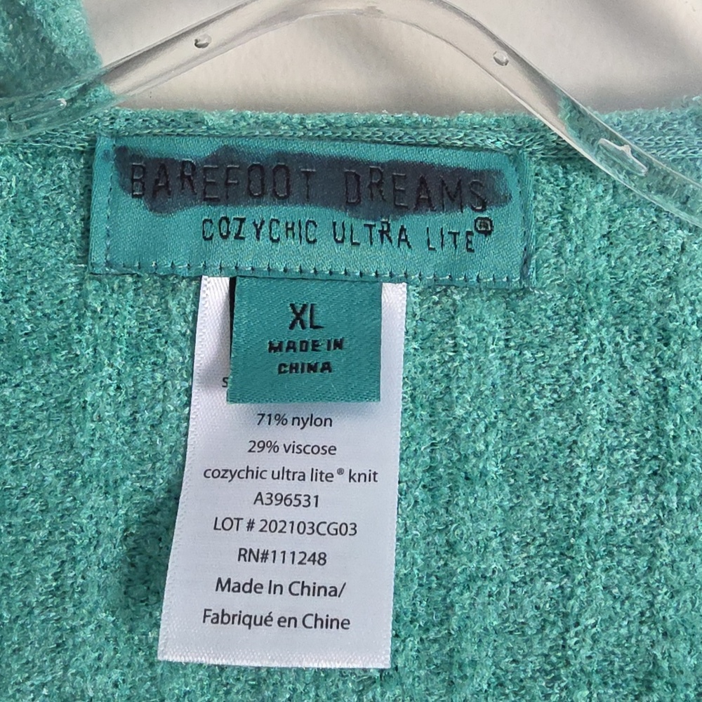 BAREFOOT DREAMS | CozyChic Ultra Lite Namaste Ribbed Hooded Cardigan Sz XL - Picture 5 of 5